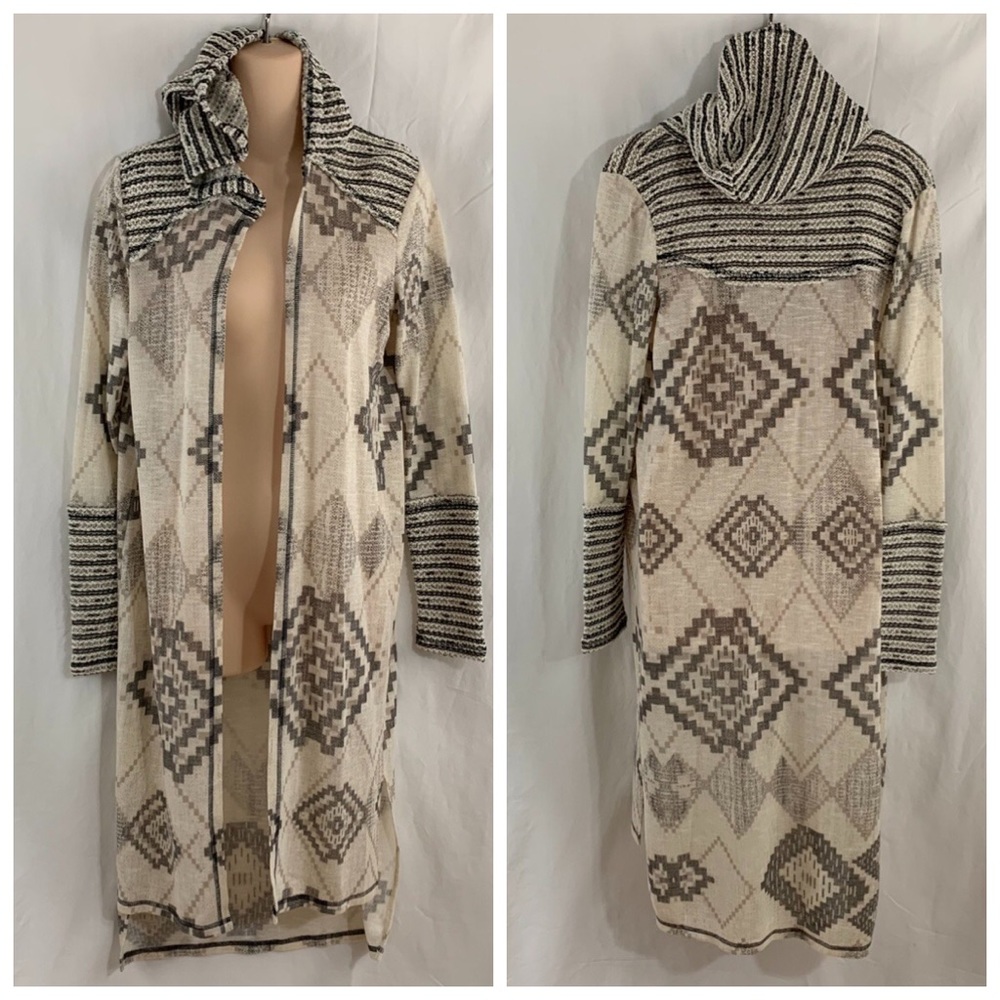 MAURICES Tribal Long Jacket Sweater Hoodie Duster Size Small